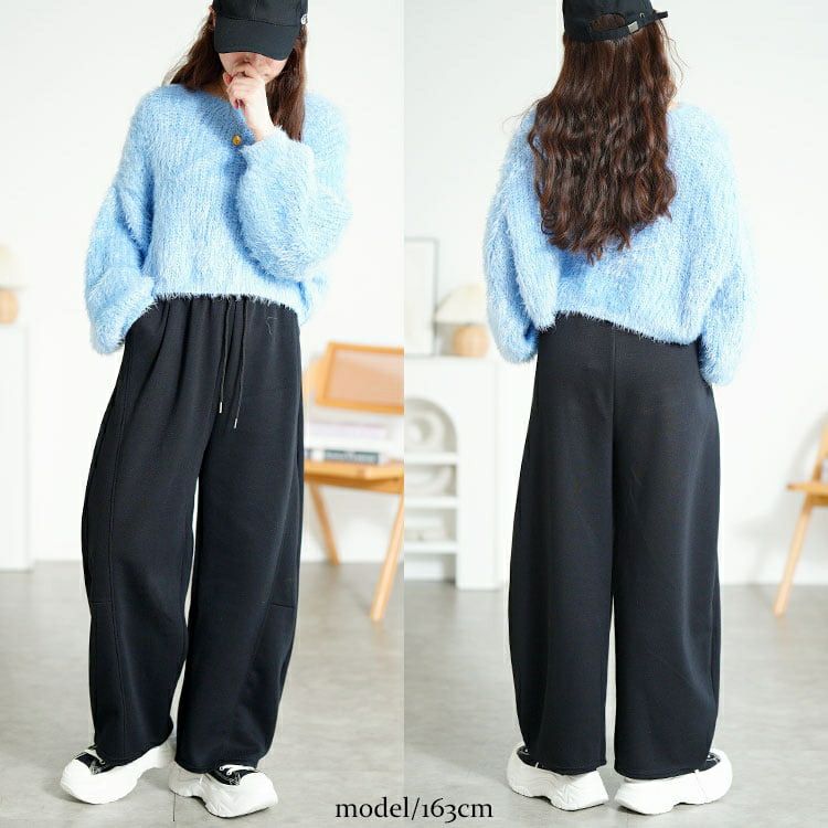 大きいサイズ レディース ワイドバレルレッグパンツ