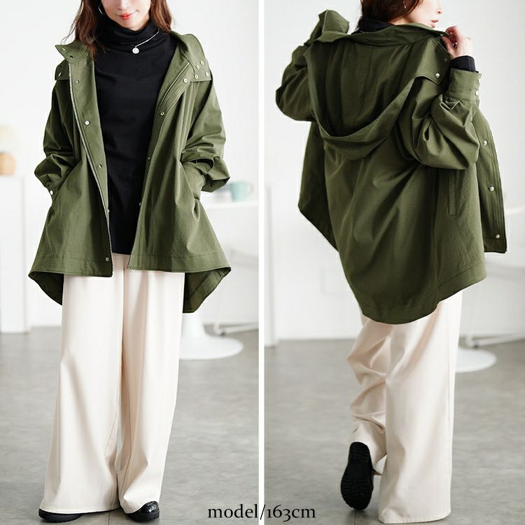 大きいサイズ レディース スタンドカラーフレアマウンテンパーカー