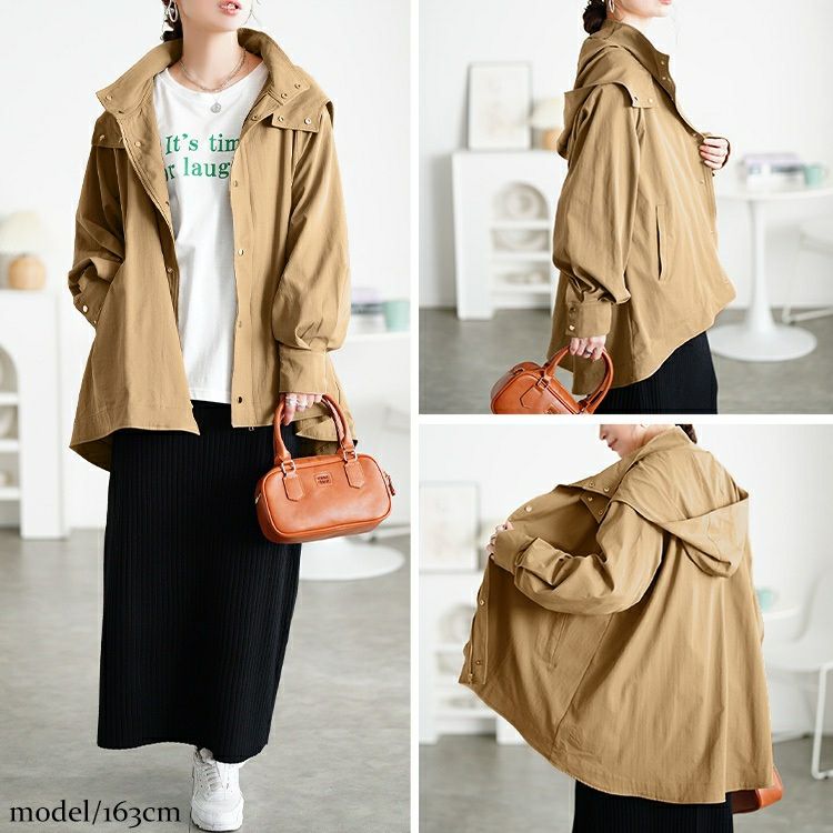 大きいサイズ レディース スタンドカラーフレアマウンテンパーカー