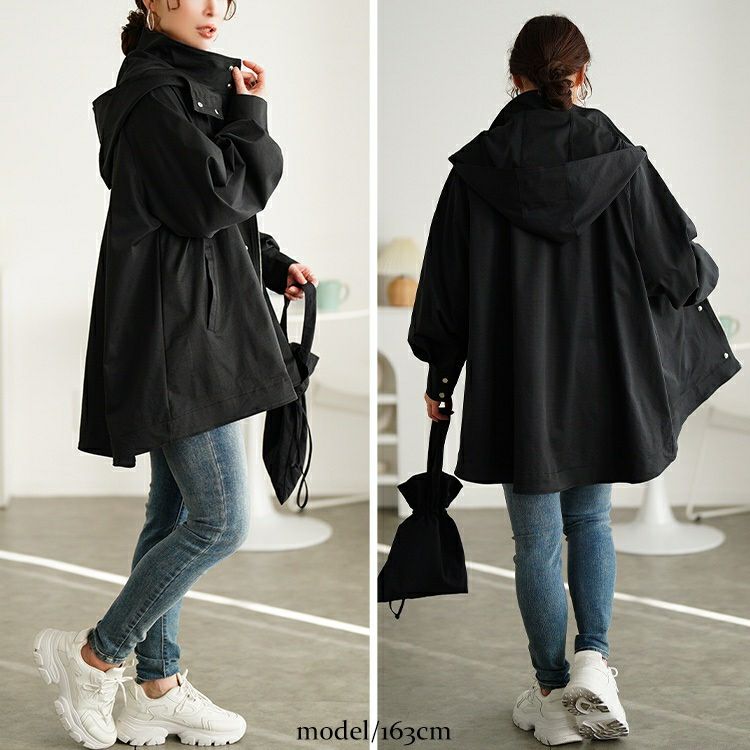 大きいサイズ レディース スタンドカラーフレアマウンテンパーカー