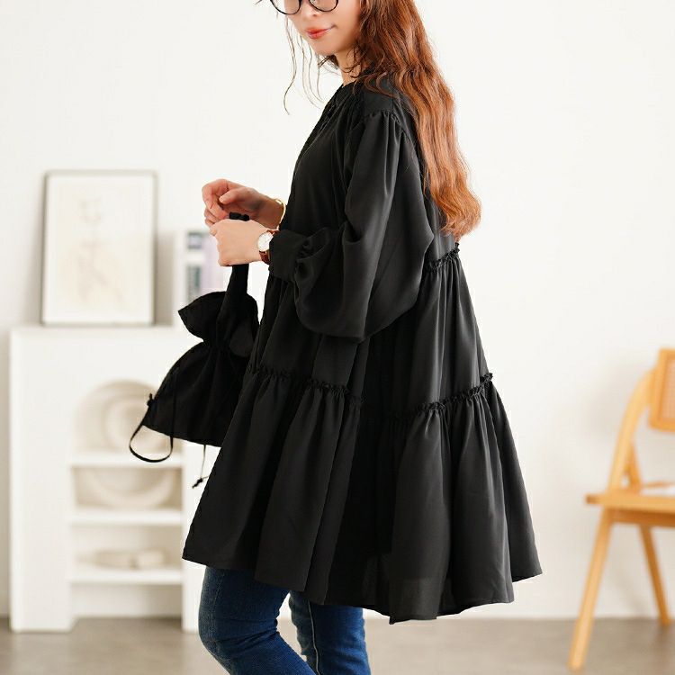 大きいサイズ レディース アシンメトリーティアードチュニック fem-622