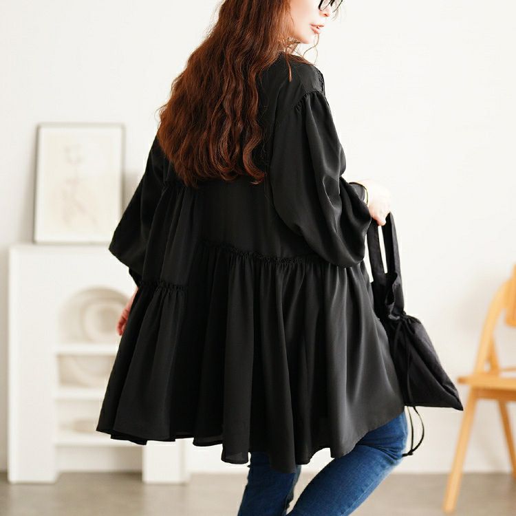 大きいサイズ レディース アシンメトリーティアードチュニック fem-622