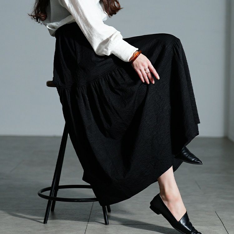 大きいサイズ レディース アシンメトリーティアードスカート
