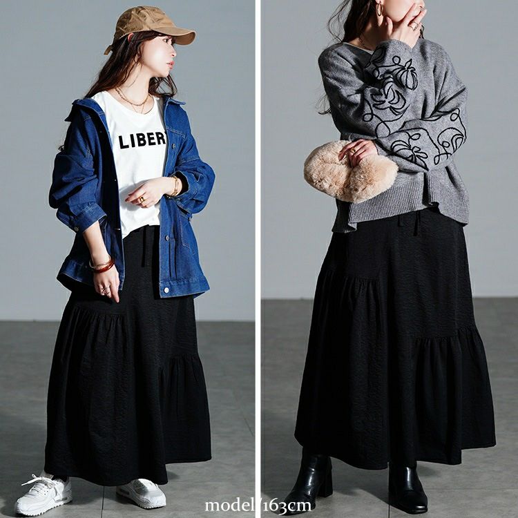 大きいサイズ レディース アシンメトリーティアードスカート