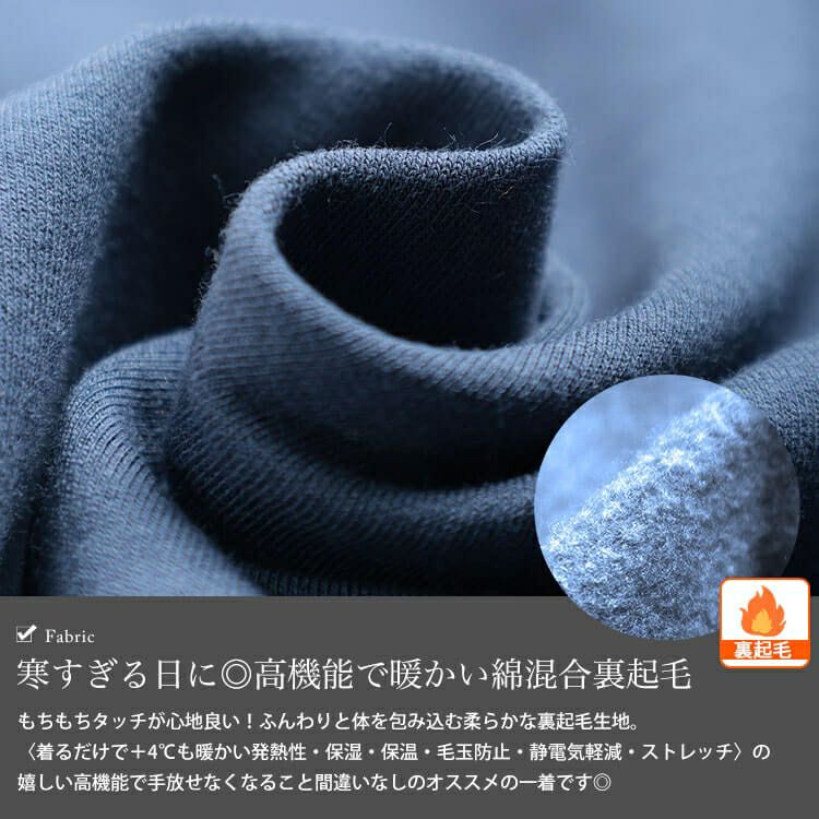 大きいサイズ レディース 裏起毛＆保温＆静電気防止タートルネックロンT