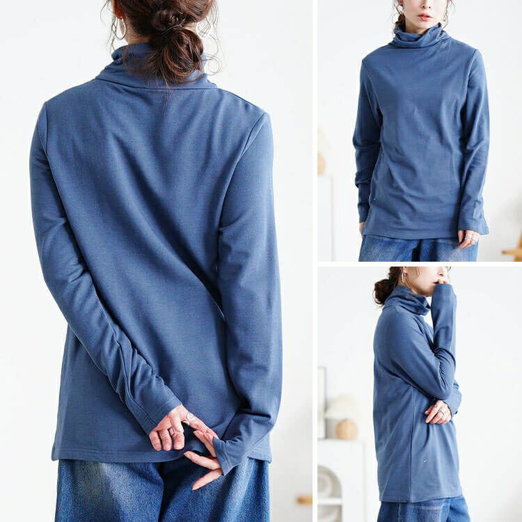 大きいサイズ レディース 裏起毛＆保温＆静電気防止タートルネックロンT