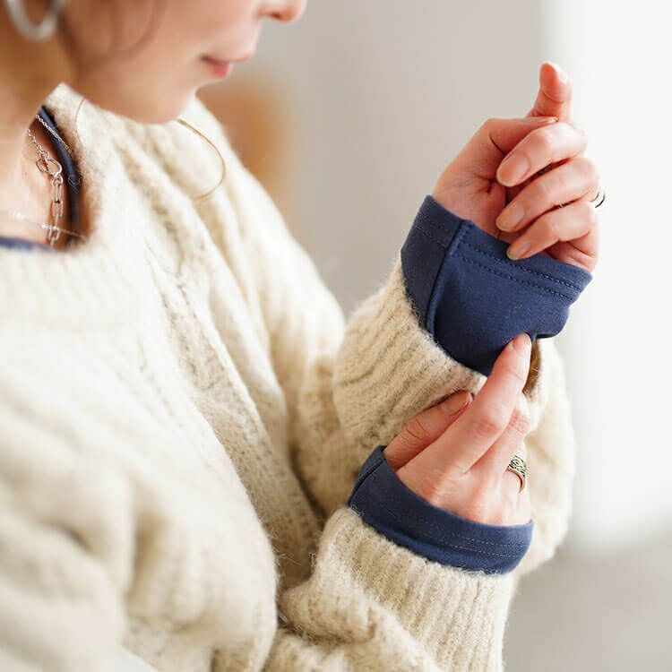 大きいサイズ レディース 裏起毛＆保温＆静電気防止クルーネックロンT