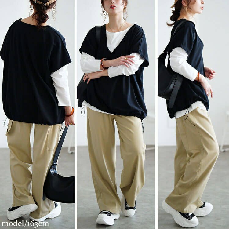 大きいサイズ レディース ストレッチツイルワイドペインターパンツ