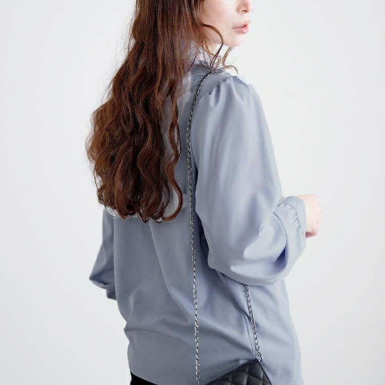 大きいサイズ レディース レギュラーカラーボウタイブラウス