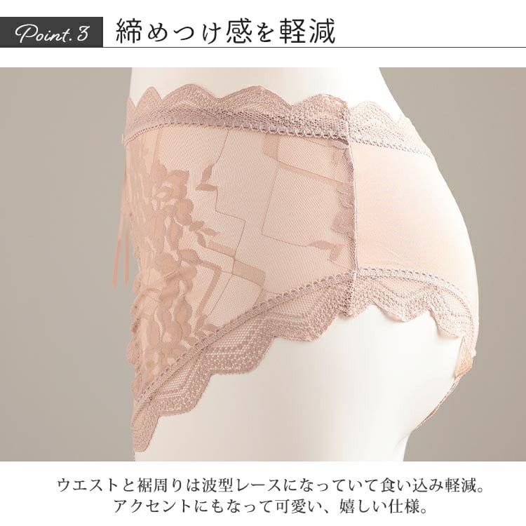 大きいサイズ レディース 花柄カットレースシアーショーツ