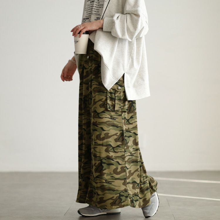 大きいサイズ レディース 迷彩柄カーゴスカート