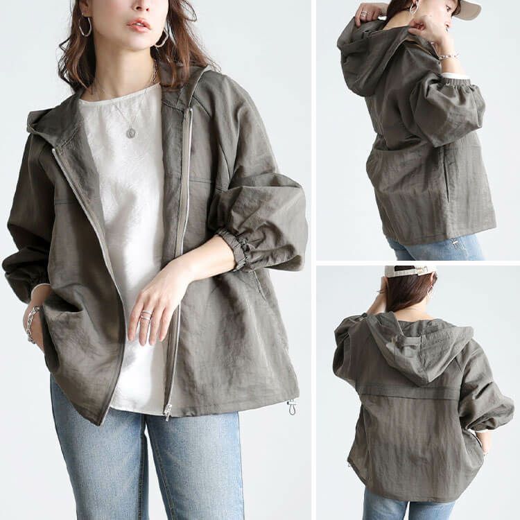 大きいサイズ レディース 撥水裾ドロストワイドマウンテンパーカー