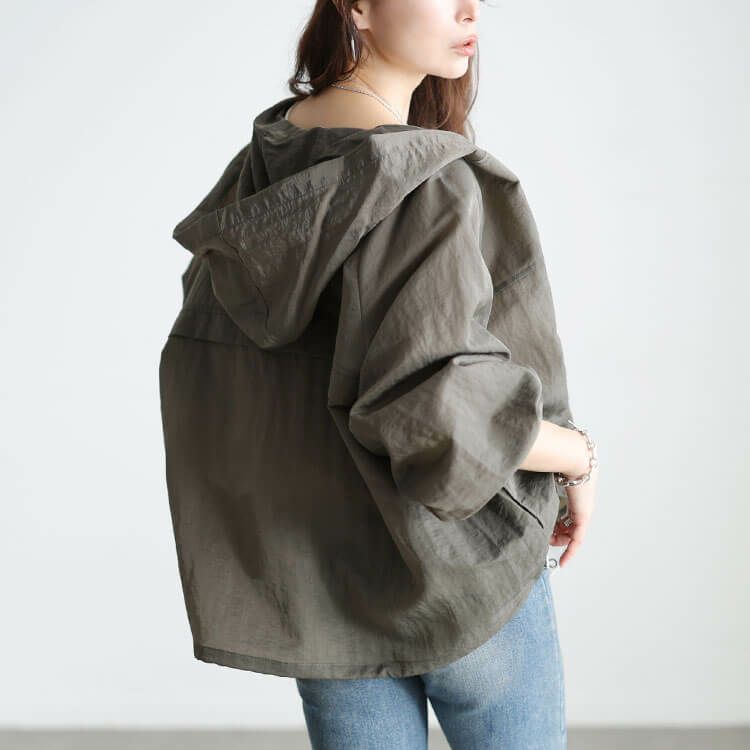 大きいサイズ レディース 撥水裾ドロストワイドマウンテンパーカー