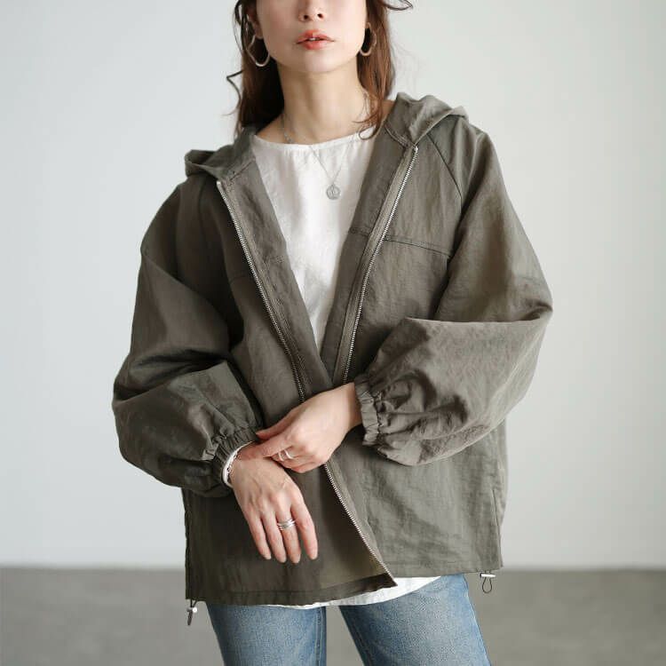 大きいサイズ レディース 撥水裾ドロストワイドマウンテンパーカー