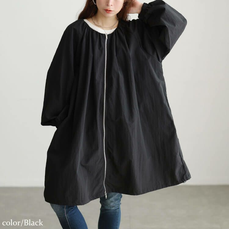 大きいサイズ レディース 撥水ギャザー裾ドロストロングブルゾン