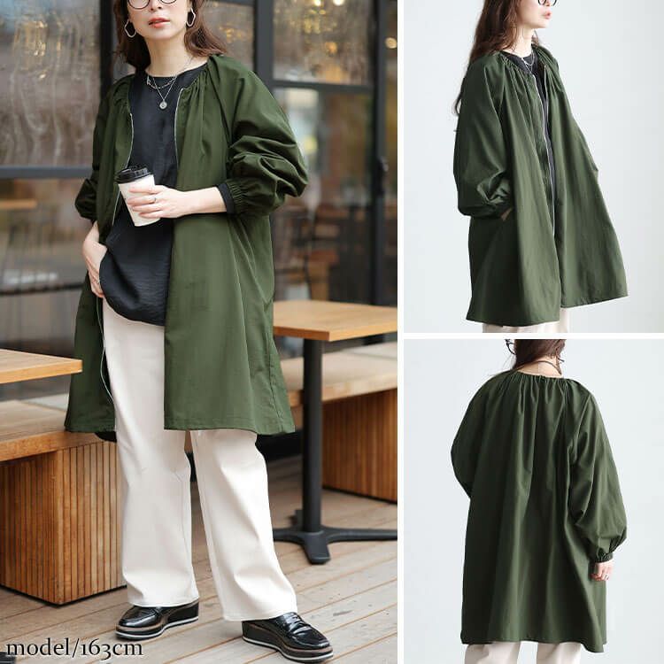 大きいサイズ レディース 撥水ギャザー裾ドロストロングブルゾン