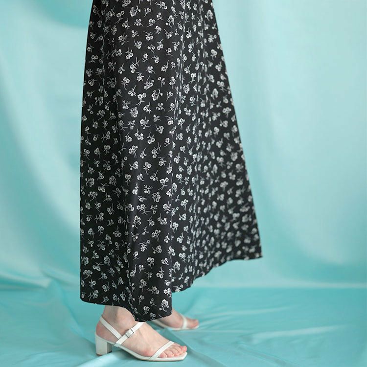 大きいサイズ レディース ギャザー花柄ワンピース