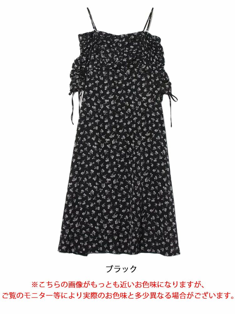大きいサイズ レディース ギャザー花柄ワンピース