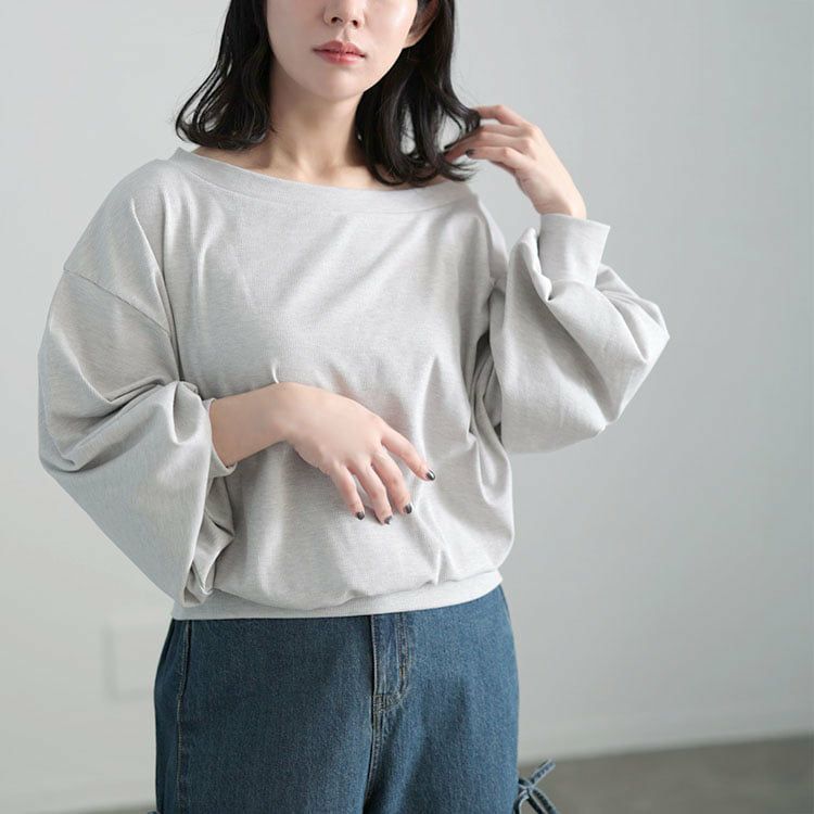 大きいサイズ レディース ワンショルダーラメプルオーバー グレー