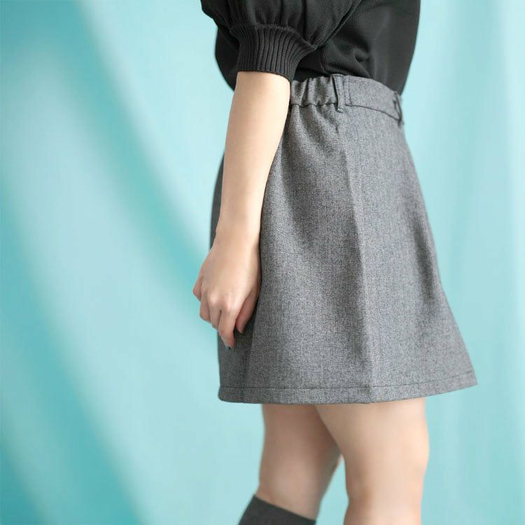 大きいサイズ レディース タックフレアミニスカート