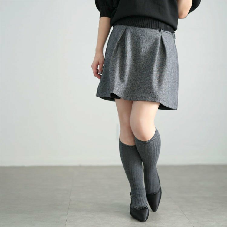 大きいサイズ レディース タックフレアミニスカート