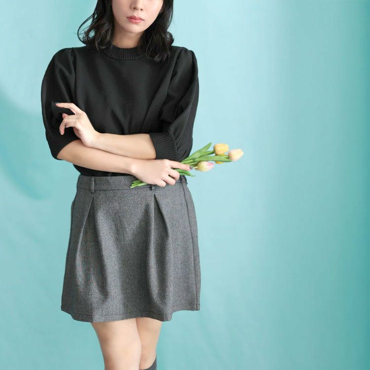 大きいサイズ レディース タックフレアミニスカート