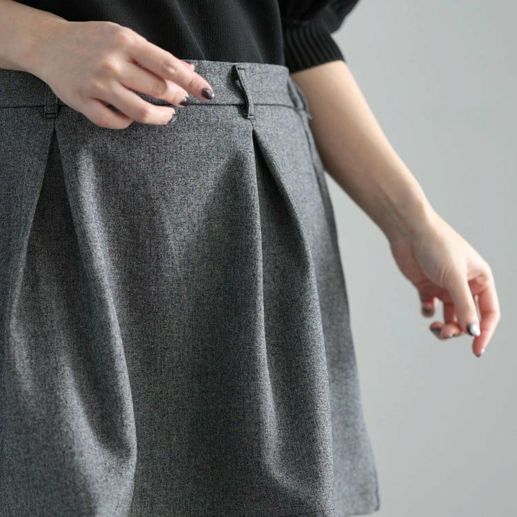 大きいサイズ レディース タックフレアミニスカート