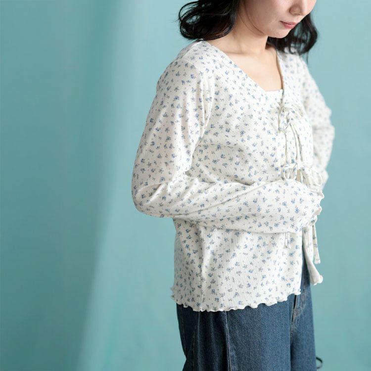 大きいサイズ レディース 小花柄メロウカーディガン＆キャミソール