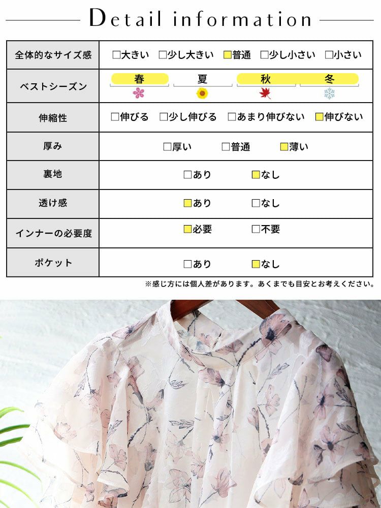 大きいサイズ レディース フラワージャガードシフォンブラウス