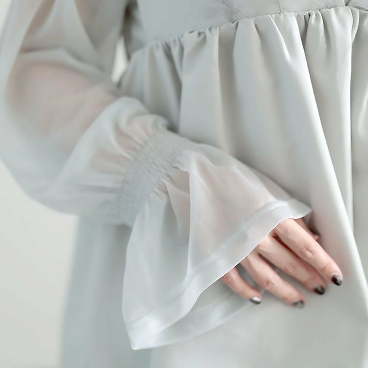 大きいサイズ レディース ペプラムベスト＆シアーブラウスセット