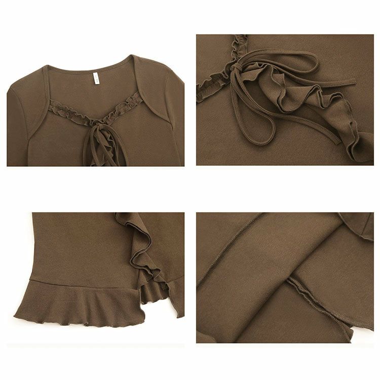 大きいサイズ レディース ハートネックフリルカットソー