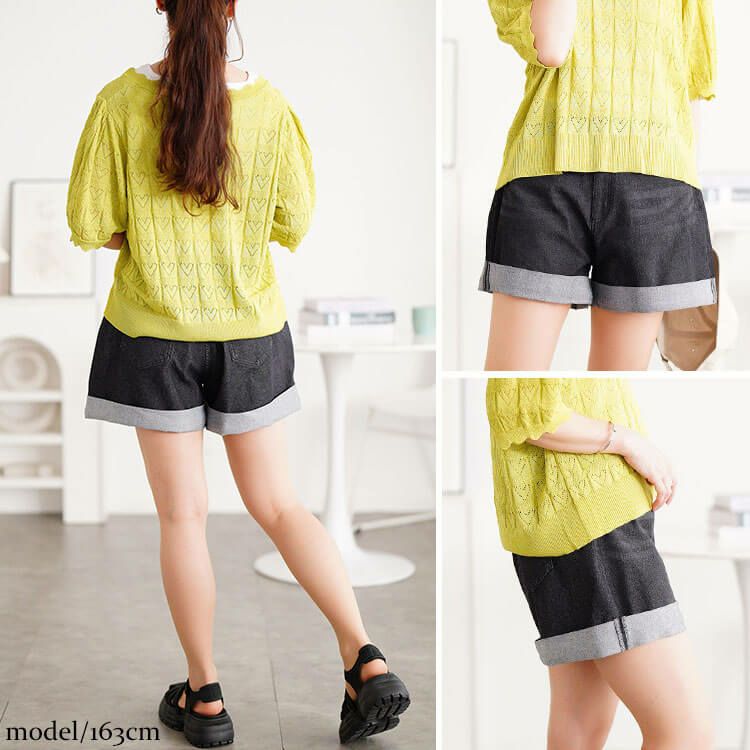 大きいサイズ レディース ストレッチデニムショートパンツ tkb