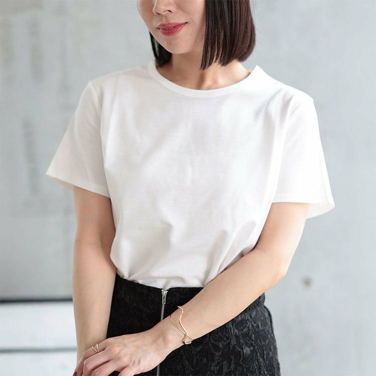 大きいサイズ レディース シルクタッチコットンナイロンTシャツ