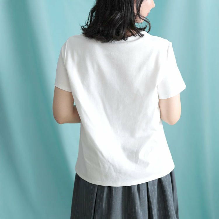 大きいサイズ レディース シルクタッチコットンナイロンTシャツ