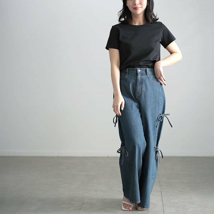 大きいサイズ レディース シルクタッチコットンナイロンTシャツ