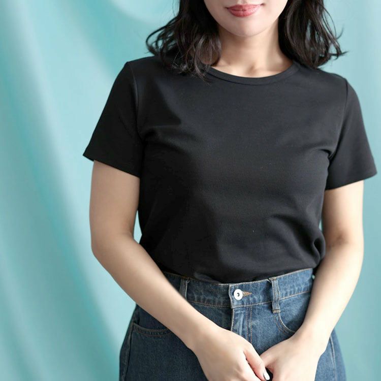 大きいサイズ レディース シルクタッチコットンナイロンTシャツ