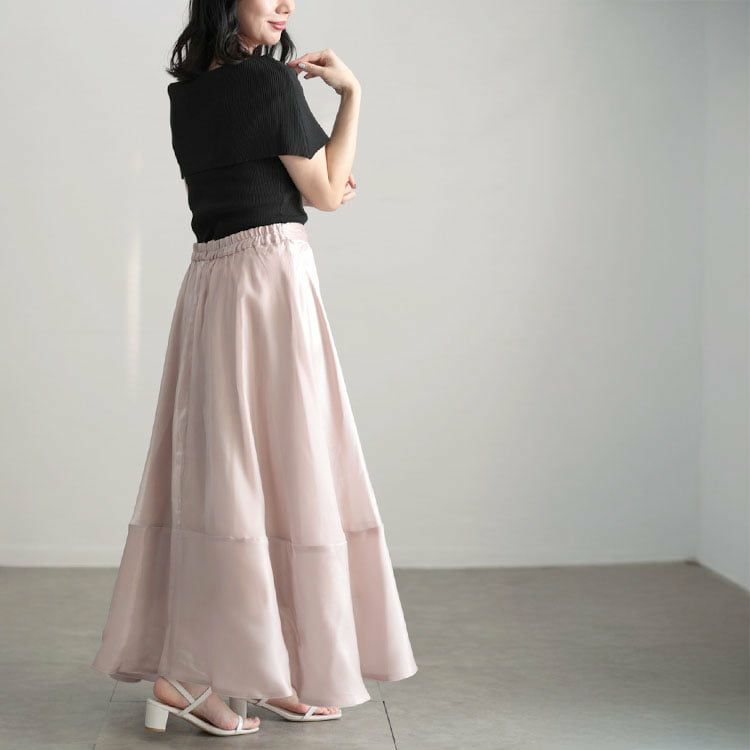 大きいサイズ レディース サテンフレアスカート