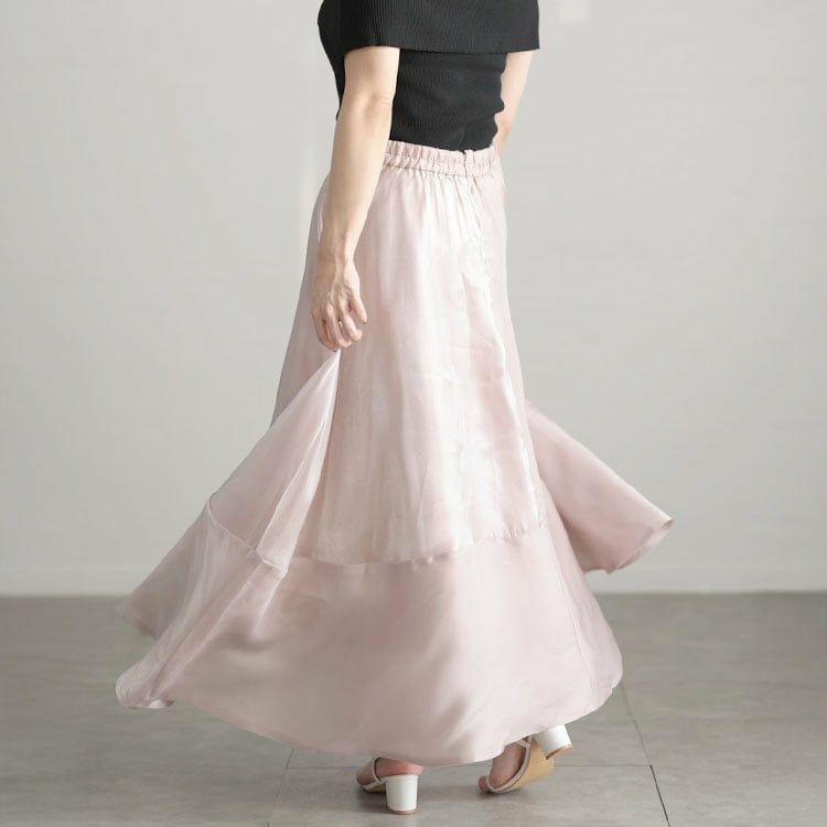 大きいサイズ レディース サテンフレアスカート