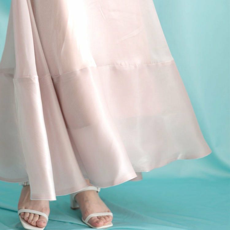 大きいサイズ レディース サテンフレアスカート