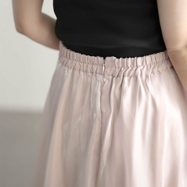 大きいサイズ レディース サテンフレアスカート