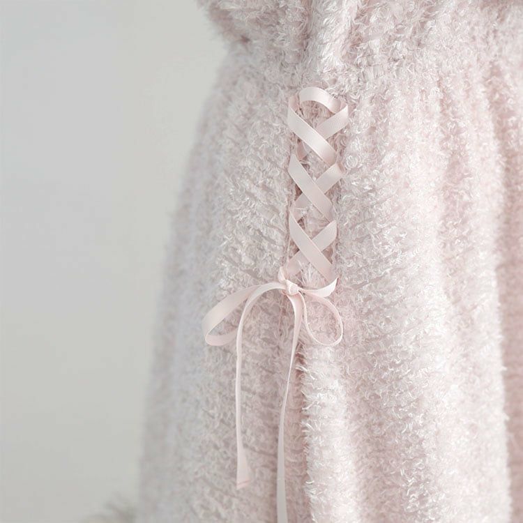 大きいサイズ レディース シャギー調サイドリボンキャミワンピース