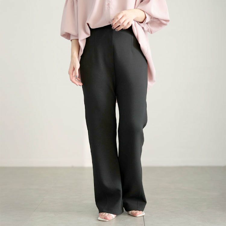 大きいサイズ レディース 美脚見えストレッチセミフレアパンツ