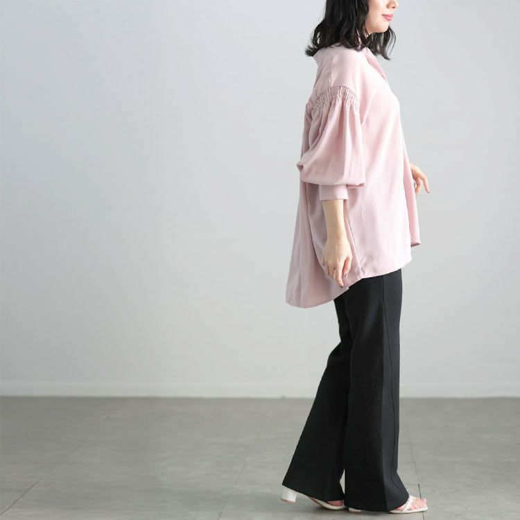 大きいサイズ レディース 美脚見えストレッチセミフレアパンツ