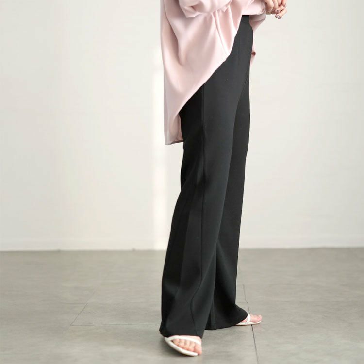 大きいサイズ レディース 美脚見えストレッチセミフレアパンツ