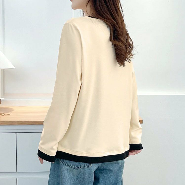 大きいサイズ レディース フェイクレイヤードバイカラートップス