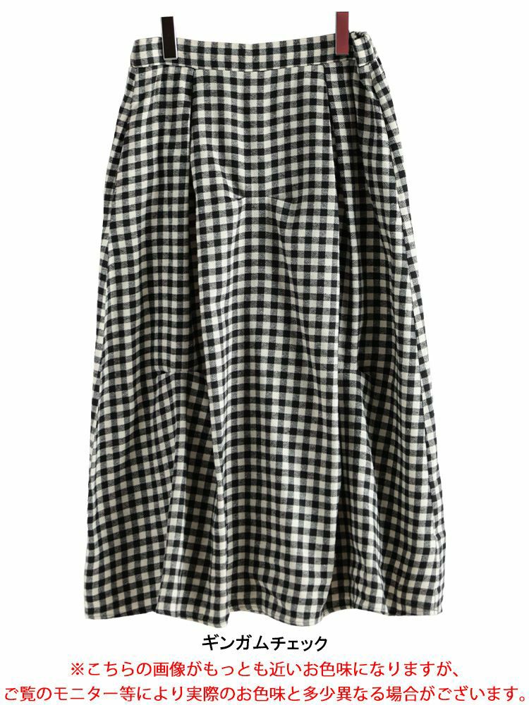 大きいサイズ レディース ギンガムチェック柄タックコクーンスカート