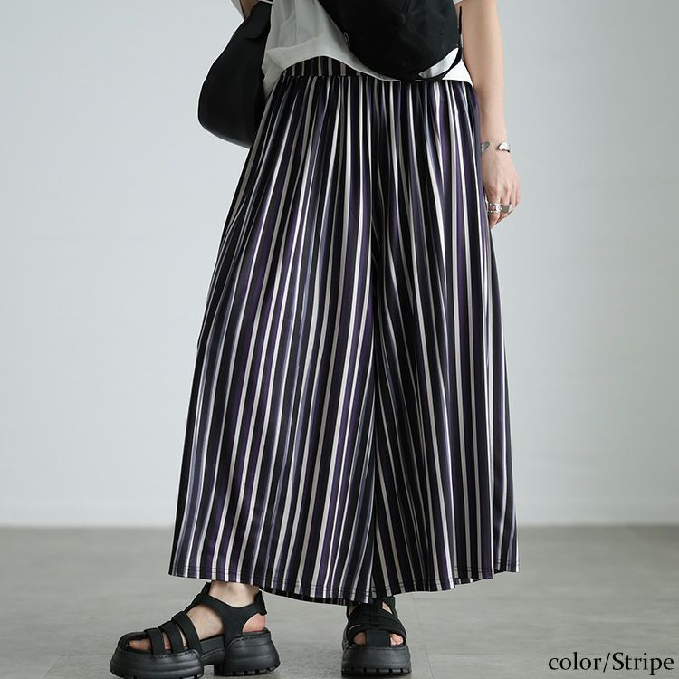 大きいサイズ レディース ストレッチプリントワイドパンツ