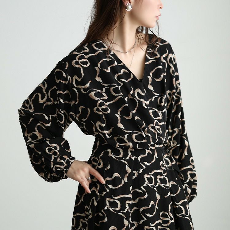 大きいサイズ レディース カシュクールウエストタックワンピース