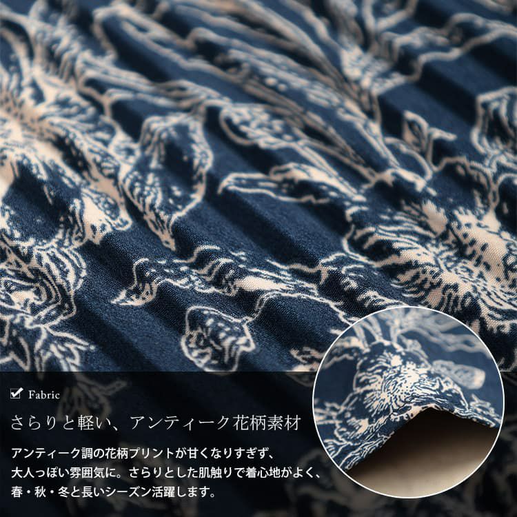 大きいサイズ レディース 花柄消しプリーツキャンディスリーブブラウス