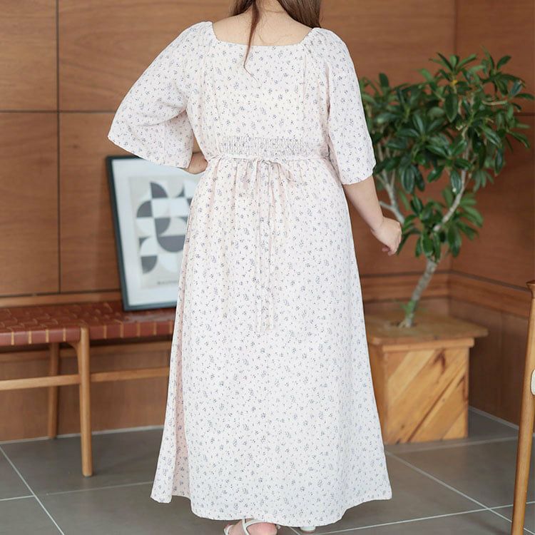 大きいサイズ レディース フラワーミストギャザーワンピース